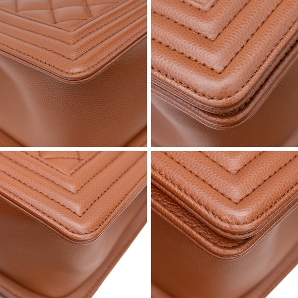 RARE Chanel Boy Bag Medium – Caramel Quilted Caviar Leather with Gold Hardware - Picture 13 of 14